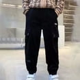 thumbnail image 1 of HOMADLES Boys Cargo Joggers Pants Multiple Pockets Fleece Stretch Elastic Waist Outdoor Hiking Casual, Jogger Pants Black 7 T, 1 of 3