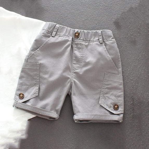 HOMADLES Boys Cargo Shorts Straight Elastic Waist Print Summer Soft Thin Cargo Shorts Gray 3 T