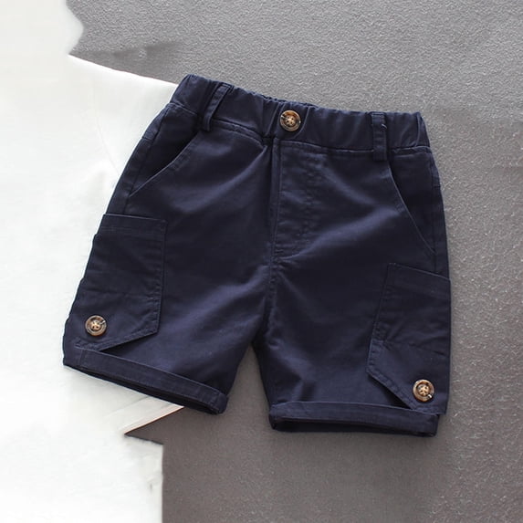 HOMADLES Boys Cargo Shorts Straight Elastic Waist Print Summer Soft Thin Cargo Shorts Navy 1 T