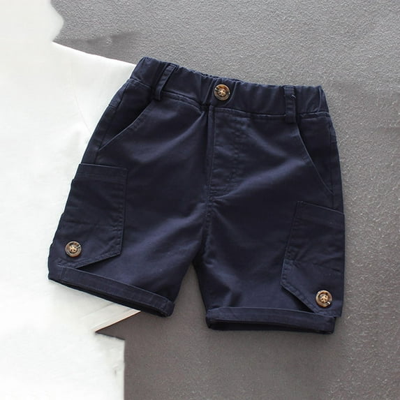 HOMADLES Boys Cargo Shorts Straight Elastic Waist Print Summer Soft Thin Cargo Shorts Navy 4 T