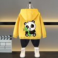 thumbnail image 1 of HOMADLES Boys Coats Jackets Windbreaker Long Sleeve Casual Hooded Outerwear Solid Zip Hood Coat Printing D： Yellow 9 T, 1 of 5