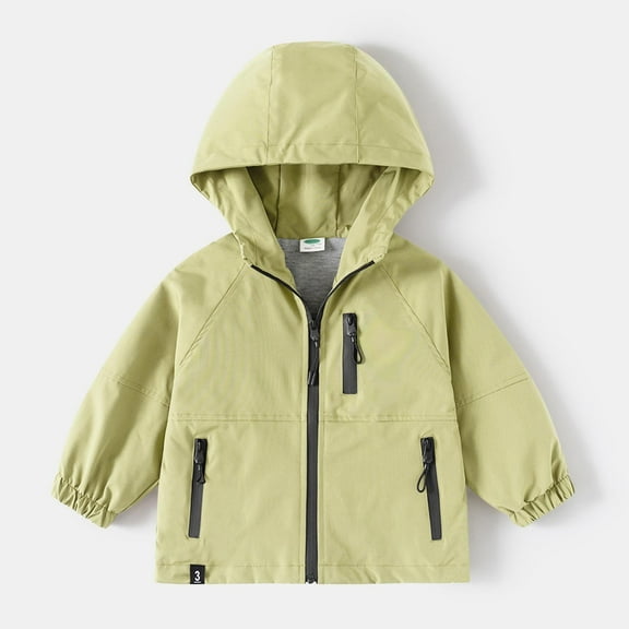 HOMADLES Boys Coats Jackets Windbreaker Long Sleeve Casual Hoodies Coat for Kids Outerwear Hood Jacket A Green 5 T
