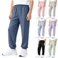 thumbnail image 1 of HOMADLES Boys Joggers Pants Ice Silk Elastic Waist Straight Fit Baggy Sweatpants Solid Lightweight Casual Pants Pink Size 3-4 Years, 1 of 9