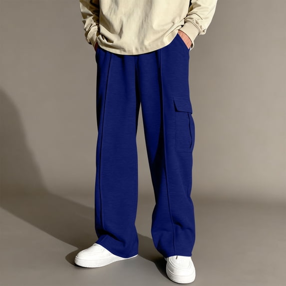 HOMADLES Boys Joggers Pants Outdoor Athletic Straight Leg Elastic Waist Casual Solid Pants with Side Pockets Blue 6-7T