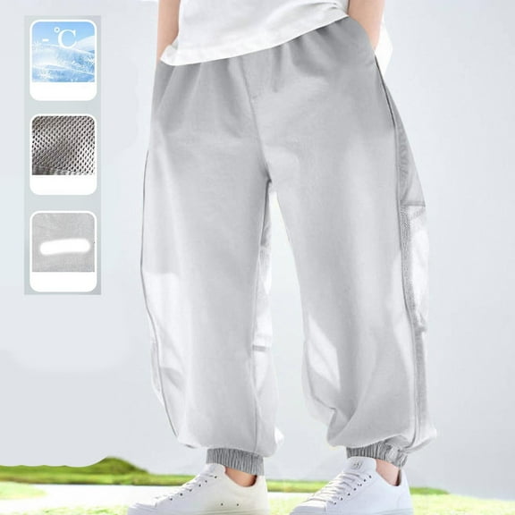 HOMADLES Boys Joggers Pants for Teens Boys Athletic Hiking Loose Workout Breathable Stretch Casual Jogger Pants Gray 12 T