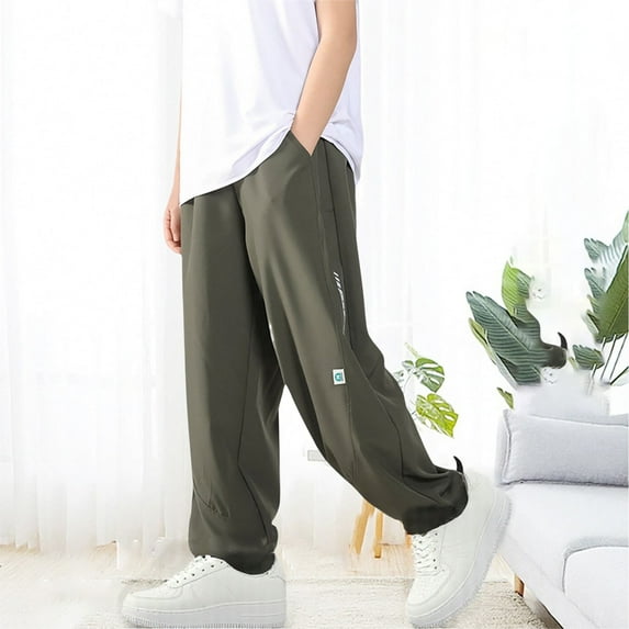 HOMADLES Boys Joggers Pants for Teens Boys Athletic Loose Fit Workout Hiking School Stretch Casual Jogger Sweatpants Army Green 13 T