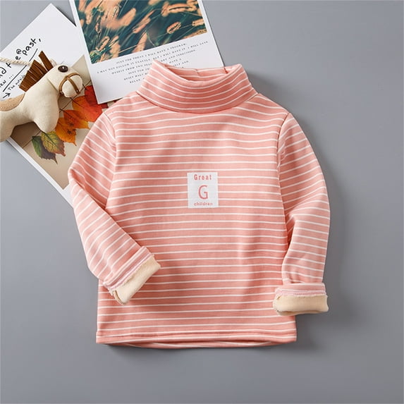 HOMADLES Boys Long Sleeve Fleece Lined Shirt Children Outdoor Hiking Pullover Shirt Graphic Tee Solid Casual Winter Warm Clasic Shirt Pink 3 T