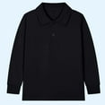 thumbnail image 1 of HOMADLES Boys Long Sleeve Pique Polo Shirt Lapel Casual Solid Lightweight Comfortable Pullover Tops for Boys Black 12 T, 1 of 3
