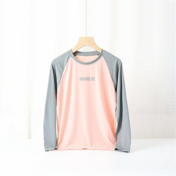 HOMADLES Boys Long Sleeve Sweatshirt Crewneck Color Block Loose Pullover Tee for Boys Pink 8 T