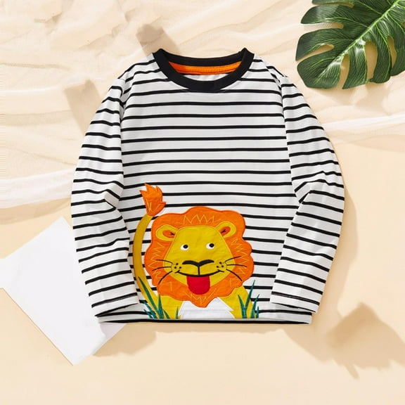 HOMADLES Boys Long Sleeve T Shirt for Kid Boys Crewneck Stripe Lightweight Loose Graphic Tee Children Outdoor Hiking Pullover Shirt Clasic Sweatshirt Black 6 T