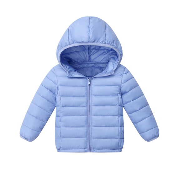 HOMADLES Boys Puffer Jacket Hooded Winter Thermal Thickening Windproof Long Sleeve Boys Jacket Outwear Blue 4 T