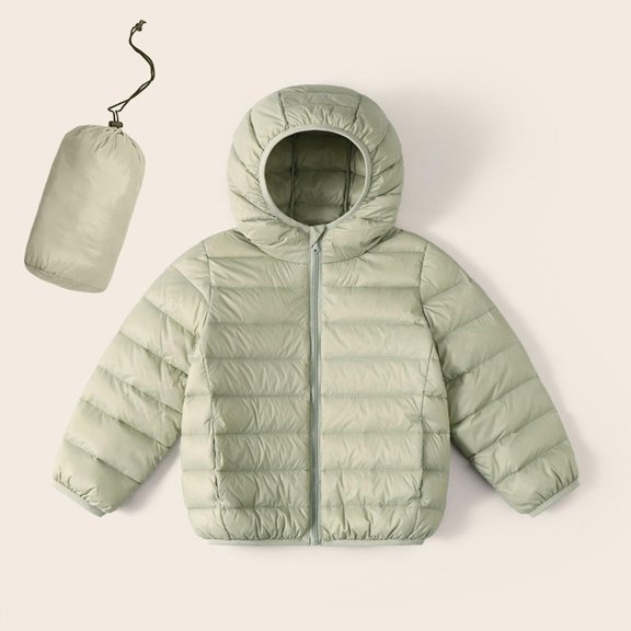 HOMADLES Boys Puffer Jacket Windproof Thermal Lightweight Hooded Boys Parka Coat Long Sleeve Jacket Outwear Green 13 T
