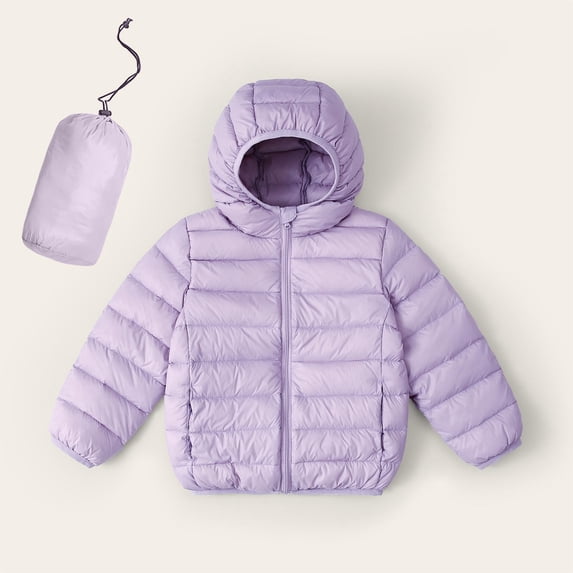 HOMADLES Boys Puffer Jacket Windproof Thermal Lightweight Hooded Boys Parka Coat Long Sleeve Jacket Outwear Purple 3 T