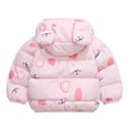 thumbnail image 1 of HOMADLES Boys Puffer Jacket Winter Thermal Hooded Ears Graphic Printing Boys Parka Coat Padded Outwear A Pink 2 T, 1 of 3