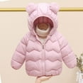 thumbnail image 1 of HOMADLES Boys Puffer Jacket Winter Thermal Hooded Ears Graphic Printing Boys Parka Coat Padded Outwear B Pink 12 Months, 1 of 4