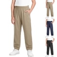 thumbnail image 1 of HOMADLES Boys School Uniform Pants Ice Silk Quick Dry Straight Leg Baggy Sweatpants Loose Fit Joggers Pants Navy Size 14 Years, 1 of 9
