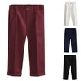 thumbnail image 1 of HOMADLES Boys School Uniform Pants Straight Fit Wide Leg Flat Front Pants Boys Stretch Soft Dress Pants Black Size 18 Months, 1 of 5