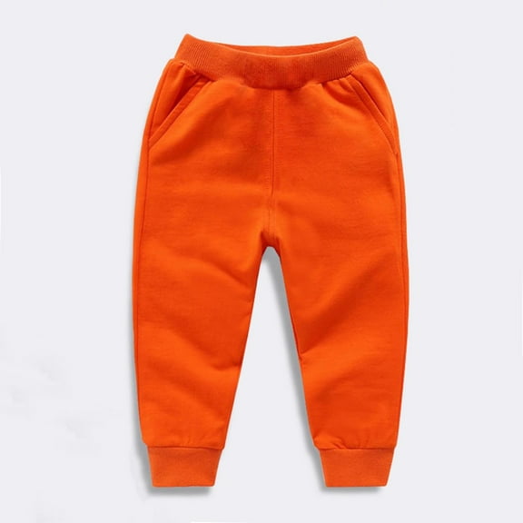 HOMADLES Boys School Uniform Pants Stretch Elastic Waist Pants Outdoor Hiking Casual Flat Front Pants Orange 2 T