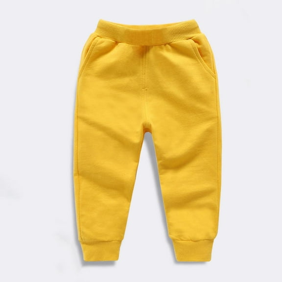 HOMADLES Boys School Uniform Pants Stretch Elastic Waist Pants Outdoor Hiking Casual Flat Front Pants Yellow 7 T