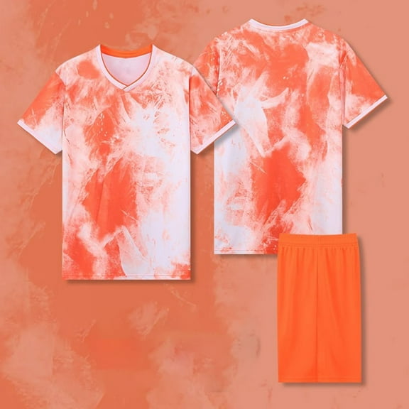 HOMADLES Boys Sets 2 Piece Print Tee and Elastic Short Outfits Orange 13 T