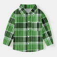thumbnail image 1 of HOMADLES Boys Shirts Long Sleeve Lapel Plaid Button Down Shirts for Boy Campus Style, Uniform Shirt Green 6 Months, 1 of 7