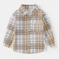 thumbnail image 1 of HOMADLES Boys Shirts Long Sleeve Lapel Plaid Button Down Shirts for Boy Campus Style, Uniform Shirt Khaki 5 T, 1 of 7