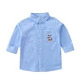 thumbnail image 1 of HOMADLES Boys Shirts Long Sleeve Lapel Solid Pocket Button Down Shirt for Boy, Casual Shirt Light Blue 3 T, 1 of 2