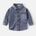 thumbnail image 1 of HOMADLES Boys Shirts Long Sleeve Lapel Solid Pocket Button Down Shirt for Boy, Uniform Shirt Blue 7-8T, 1 of 4