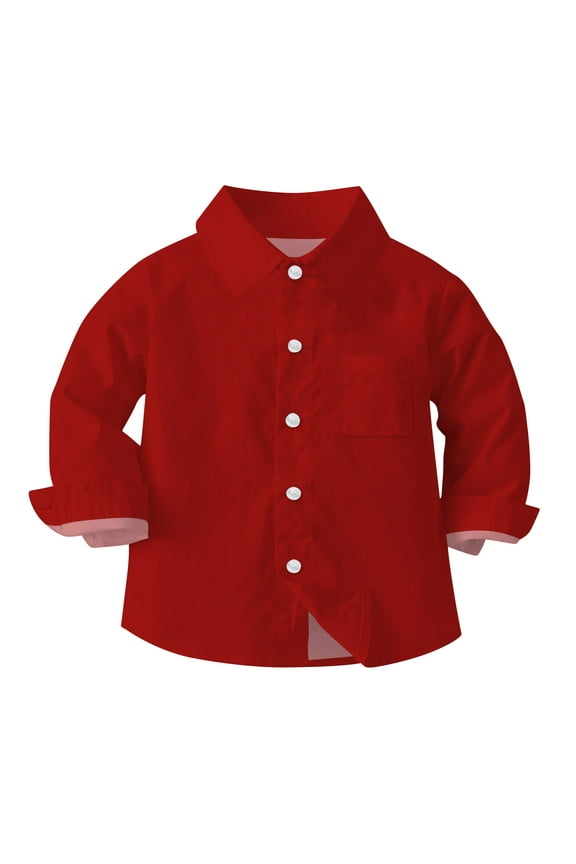 Boys Shirts Long Sleeve Lapel Stripe Button Down Shirts for Boy Campus style, Uniform Shirt Wine 2 T