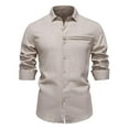 thumbnail image 1 of HOMADLES Button Down Shirts for Men Lapel Button Breathable Casual Soft Button Down Shirts Beige S, 1 of 3