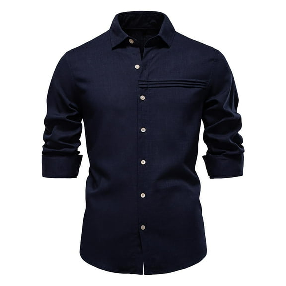 HOMADLES Button Down Shirts for Men Lapel Button Breathable Casual Soft Button Down Shirts Navy XL