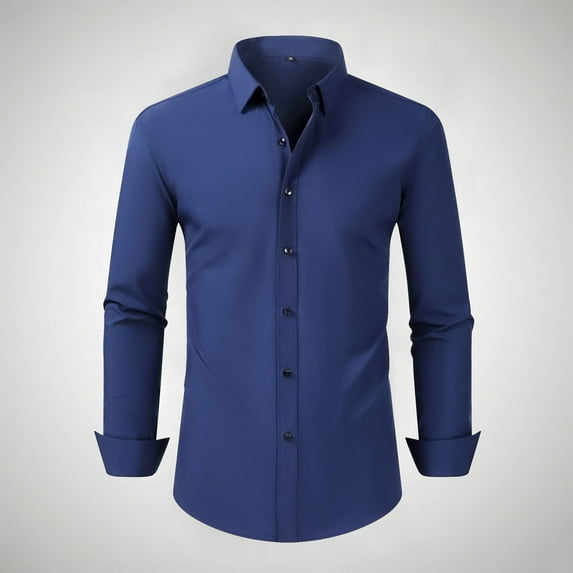 HOMADLES Button Down Shirts for Men Solid Lapel Button Casual Soft Pocket Button Down Shirts Navy M