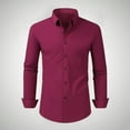 thumbnail image 1 of HOMADLES Button Down Shirts for Men Solid Lapel Button Casual Soft Pocket Button Down Shirts Wine XL, 1 of 5