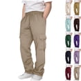 thumbnail image 1 of HOMADLES Cargo Pants for Boy Elastic Waist Wide Leg Baggy Pants Stretch Soft Multi-pocket School Cargo Pants Outdoor Hiking Coffee 5 T, 1 of 8