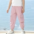 thumbnail image 1 of HOMADLES Cargo Pants for Boys Elastic Waist Lightweight Hiking Pants for Sports Outdoor Drawstring, Jogger Pants Pink 3-4T, 1 of 7