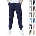 thumbnail image 1 of HOMADLES Cargo Pants for Boys Linen Elastic Waist Slim Fit Little Boys Jogger Pants Stretch Soft Lightweight School Pants Outdoor Hiking Navy Size 4T, 1 of 4