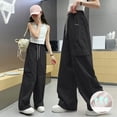 thumbnail image 1 of HOMADLES Cargo Pants for Girls Parachute Baggy Wide Leg Stretch Multiple Pockets Cargo Pants Black 13 T, 1 of 8