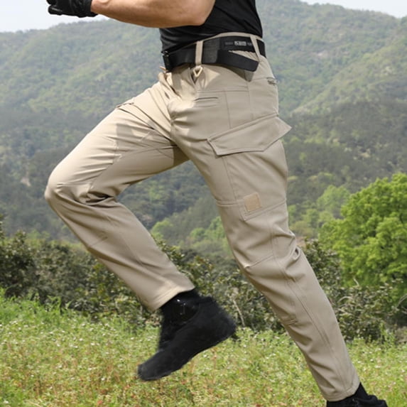 HOMADLES Men's and Big Men's Sports Cargo Pants Quick Dry Outdoor Hiking Pants Elastic Waist with Multi Pockets Trousers Khaki XL