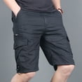 thumbnail image 1 of HOMADLES Cargo Shorts for Men Elastic Waist Lightweight Straight Leg Outdoor Solid Rib Drawstring, Cargo Short Black L, 1 of 4