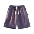 thumbnail image 1 of HOMADLES Cargo Shorts for Men Elastic Waist Summer Straight Leg Solid Rib Drawstring, Cargo Short Purple 4XL, 1 of 3