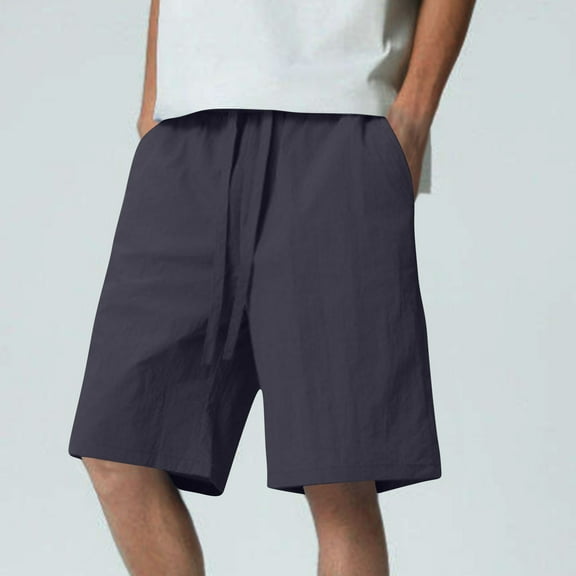 HOMADLES Cargo Shorts for Men Elastic Waist Straight Leg Breathable Summer Zipper Pocket Rib Drawstring, Cargo Short Navy XL