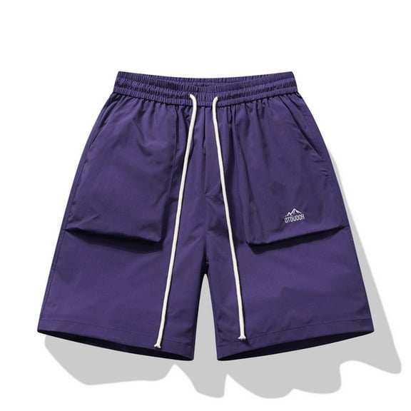 HOMADLES Cargo Shorts for Men Straight Leg Multiple Pockets Elastic Waist Summer Casual, Cargo Short Purple 4XL