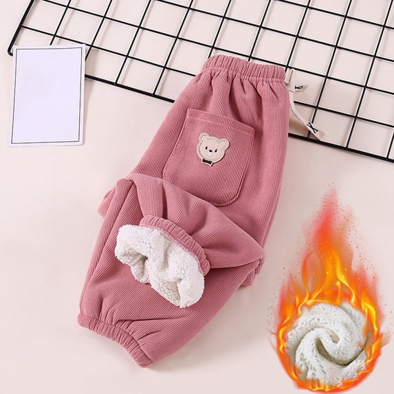 HOMADLES Casual Boys Joggers Pants for Teens Boys Bear Print Pockets Kids Clothing Comfortable Hiking Jogger Pants Add Fleece Style: Pink 10 T