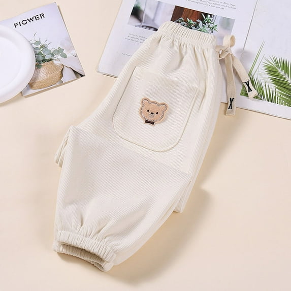 HOMADLES Casual Boys Joggers Pants for Teens Boys Bear Print Pockets Kids Clothing Comfortable Hiking Jogger Pants Regular Style: White 6 T