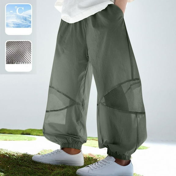 HOMADLES Casual Teen Boys Sports Jogger Pants Breathable Elastic Waist Loose Straight Hiking with Pockets Jogger Pants Green 12 T