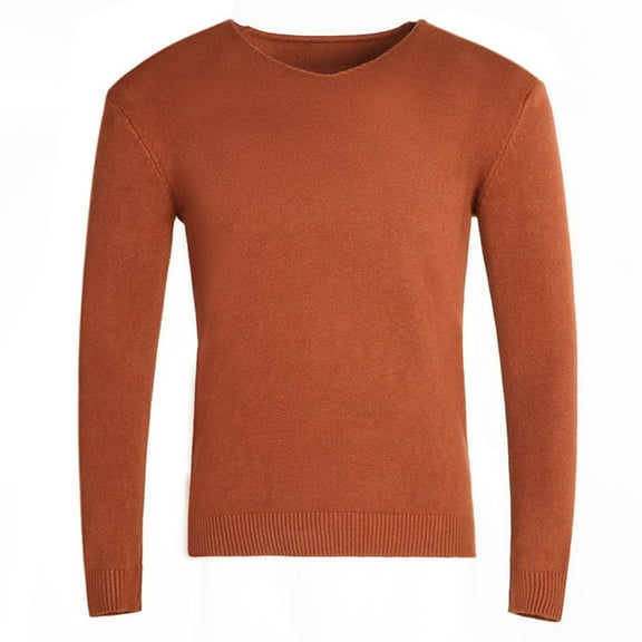 HOMADLES Crew Neck Sweatshirt for Mens Long Sleeve Shirts for Men Kint Sweater Thicken Fall Sweaters Outdoor Casual Outdoor Casual Orange