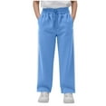 thumbnail image 1 of HOMADLES Elastic Waist Boy's Cargo Joggers Pants with Pockets Stretch Fleece Outdoor Workout Solid, Cargo Pants Light Blue 5 T, 1 of 5