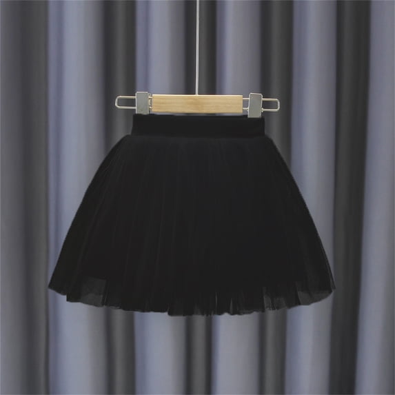 HOMADLES Fashion Girls Skirt High Waist A Line Mini Layered Mesh Skorts Girls School Uniform Skirt Black 7 T