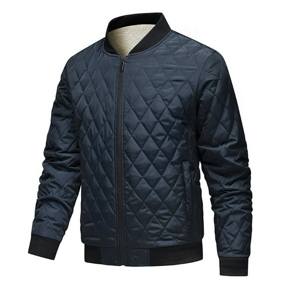 HOMADLES Fleece Lined Mens Jacket with Pocket Thicken Plaid Print Outdoor Casual Jacket Winter Coats for Men Blue 3XL