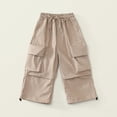 thumbnail image 1 of HOMADLES Girls Cargo Pants Baggy Joggers Elastic Waist Lightweight Stretch with Pockets Cargo Pants Khaki 5-6T, 1 of 9